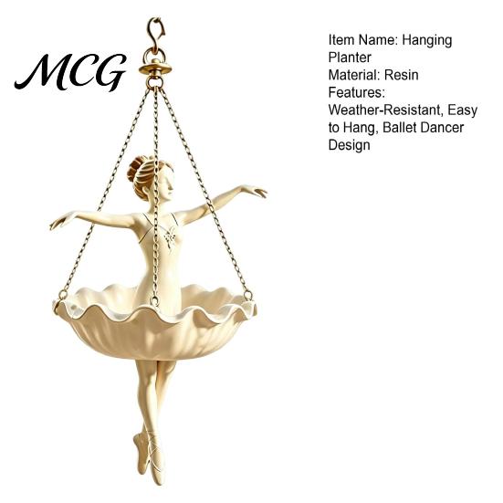 Ballet Dancer Hanging Planter Planter, Cute Resin Ballerina Plant Pot, Elegant Holder for Succulents Artistic Trailing Vines Spider Plants Hanger