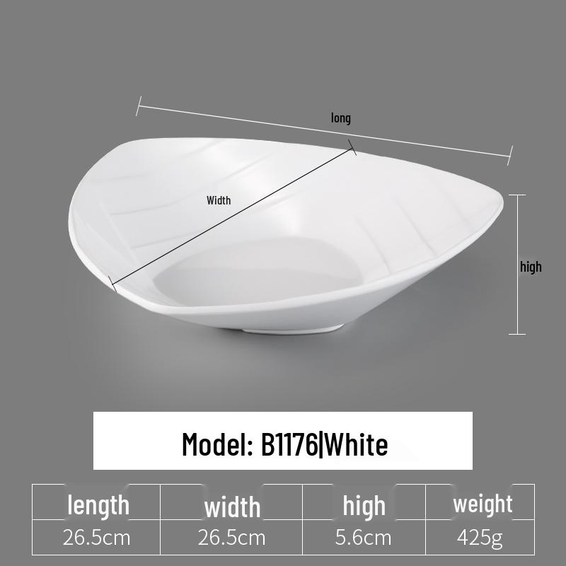 Irregular Shaped White Melamine Plates for Hotel & Restaurant - Porcelain Imitation Cold Dish Saucers