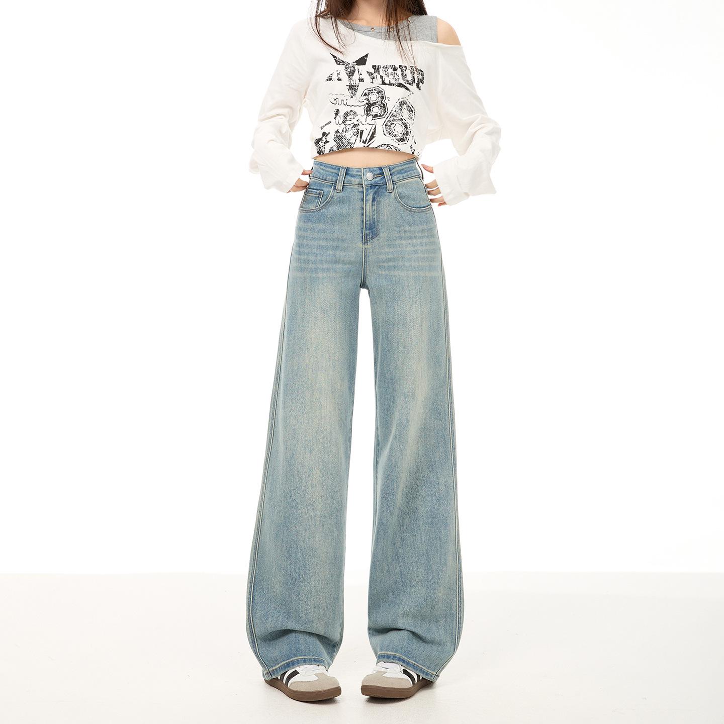 Women s Super Soft Elastic Straight-Leg Jeans - Early Spring 2026 Classic Loose Fit XS