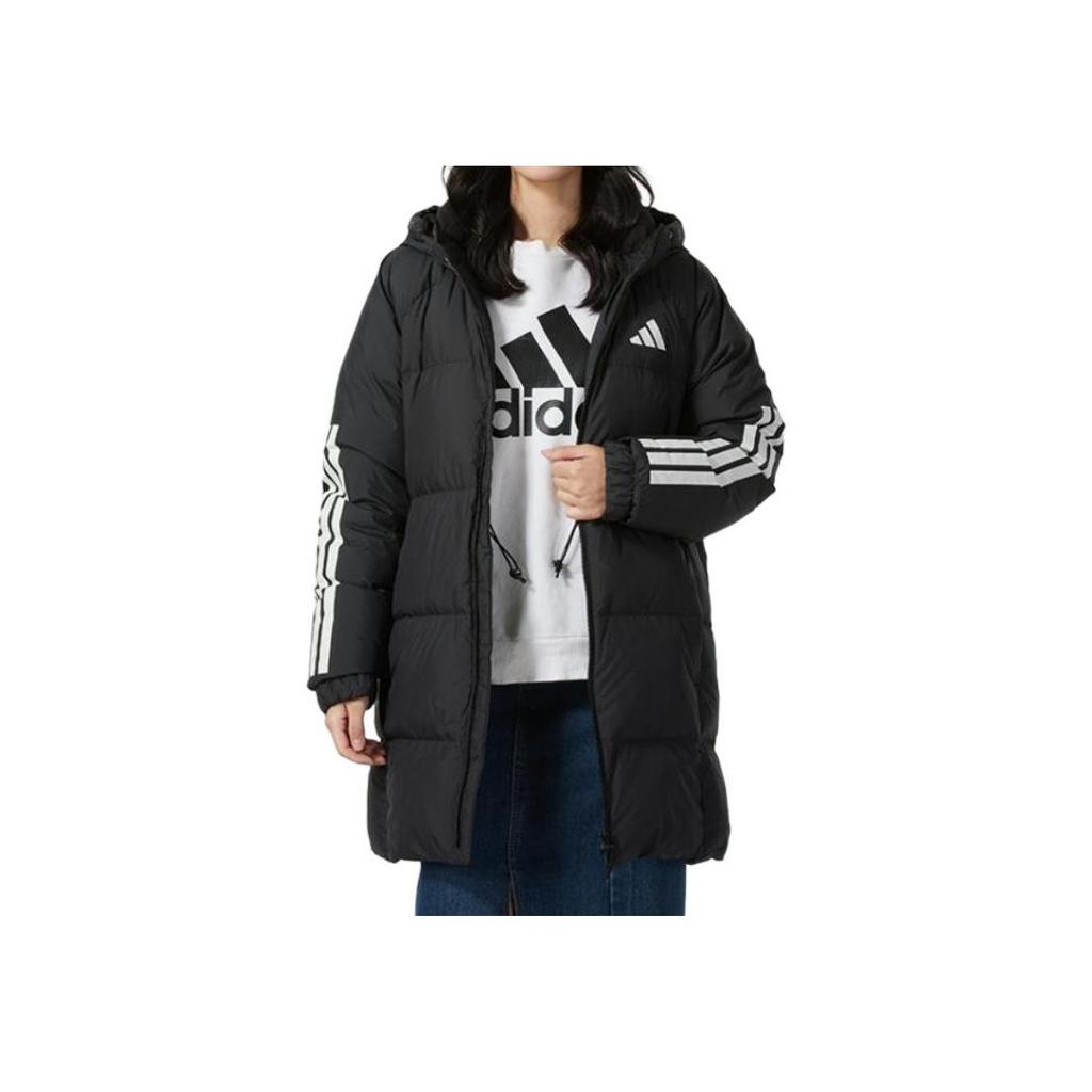Adidas Serie Stile di Vita Sportivo Giacca da Donna con Cappuccio Calda con Cerniera Maniche Lunghe Piumino Giacca Nera JG3855