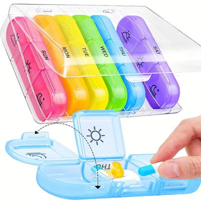 Organizér na léky 3x denně, Kompaktní krabička na léky 7denní s prostorným pouzdrem na léky a robustním designem