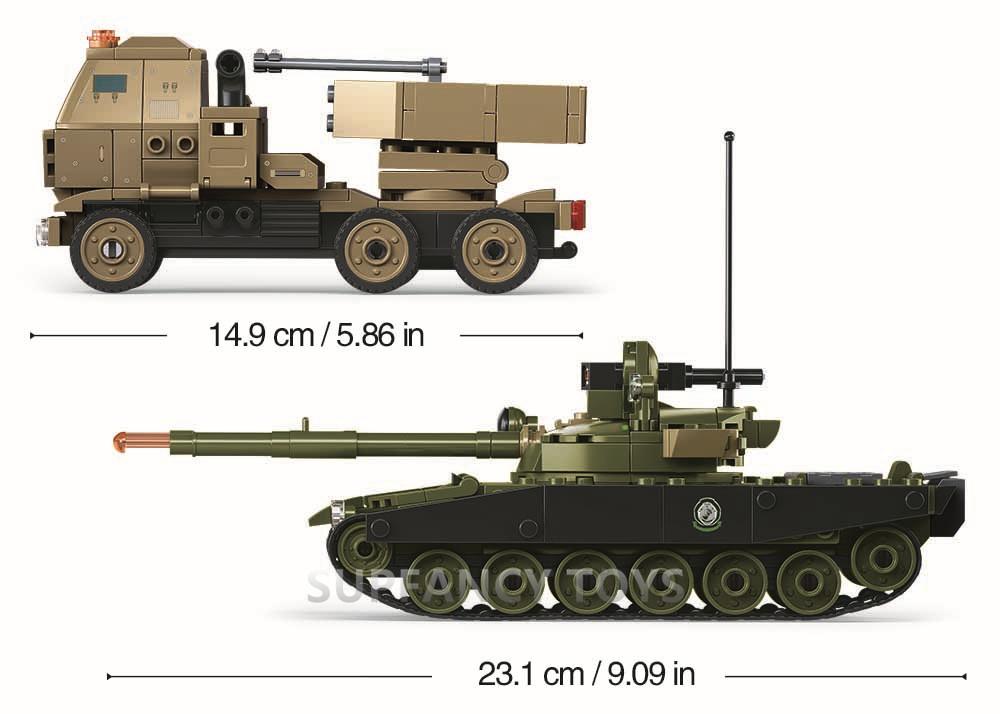 Sluban 557Pcs Hunting And Annihilating Raid Tank Construction Blocks Military Counter-Aircraft Rocket Educational Toys For Kids