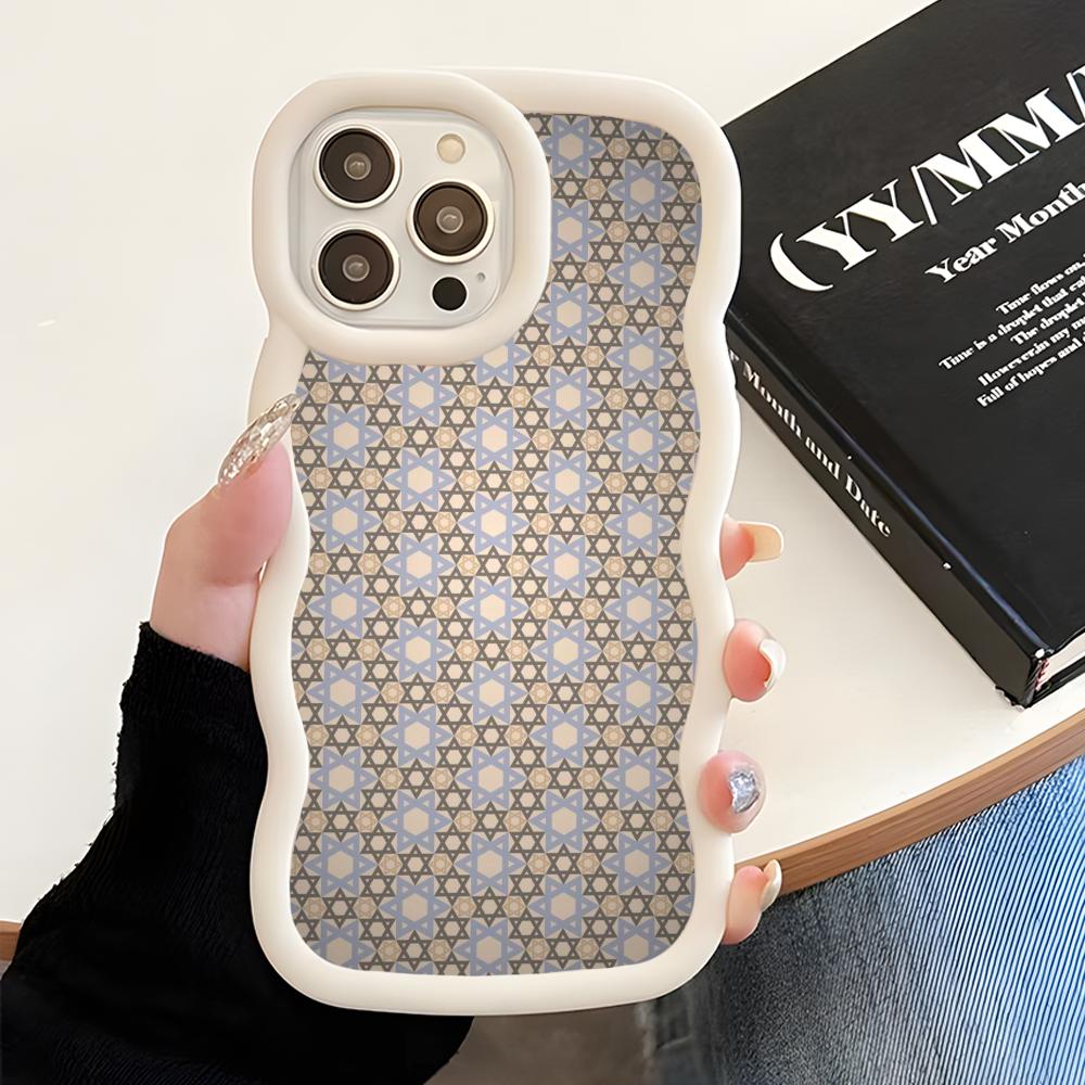 Jewish David Star Mobile Cell Phone Case for iPhone 17 16 15 14 13 12 11 Air Pro Max Plus Wavy Edge TPU Colorful Cover Cover