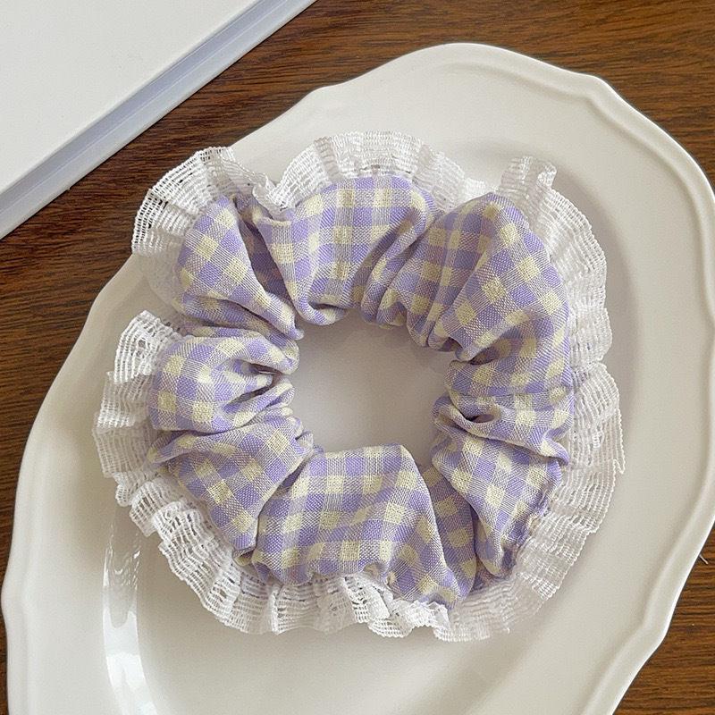 Scrunchie Coreano in Pizzo con Volant e Fiocco - Accessorio per Capelli Carino e Dolce