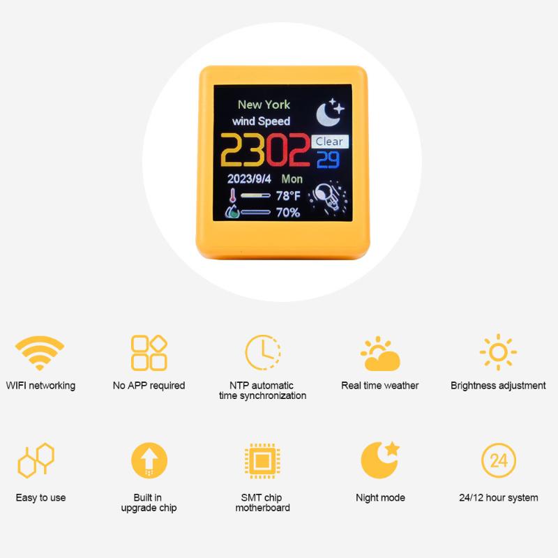 Smart Wifi Weather Station Display Small Portable Weather Temperature Humidity Time Alarm Clock Desktop Decoration