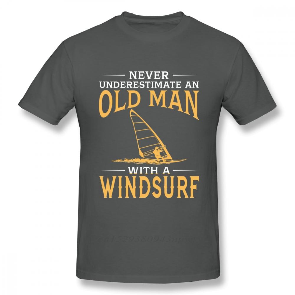 Never Underestimate An Old Man With A Windsurf T Shirt Boy Vintage TShirt Fashion New Arrival Casual