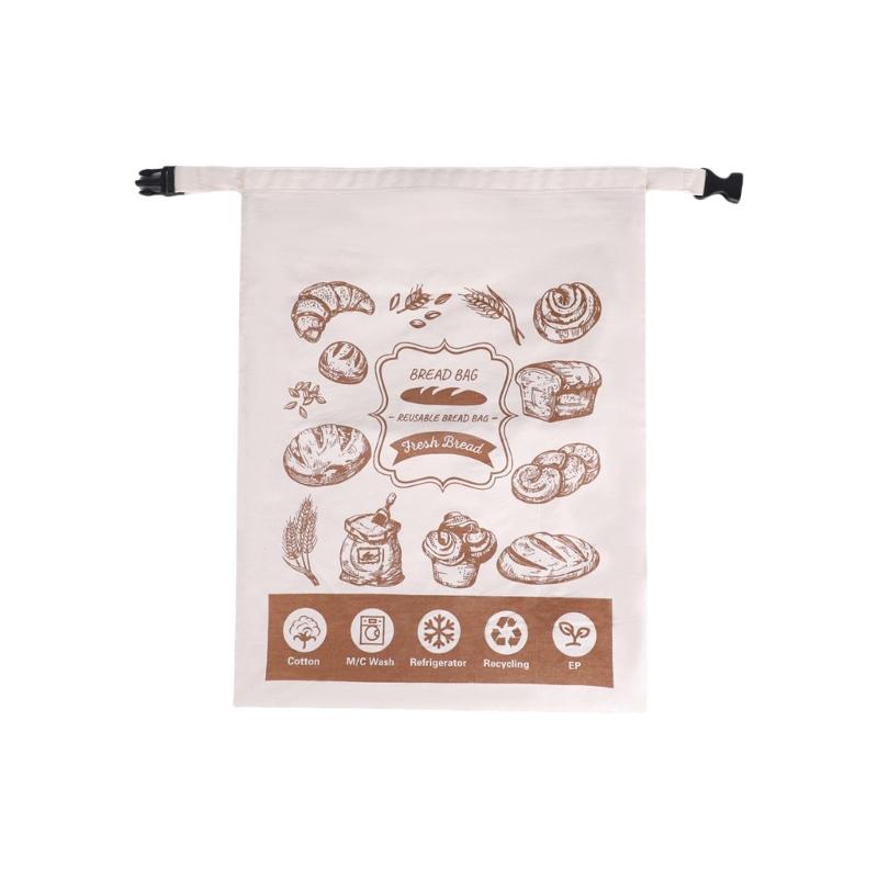 Reusable TPU Lined Cotton Bakery Bread Storage Bag With Snap Closures For Baking Pastries Snacks Kitchen And Travel 1 1090₽