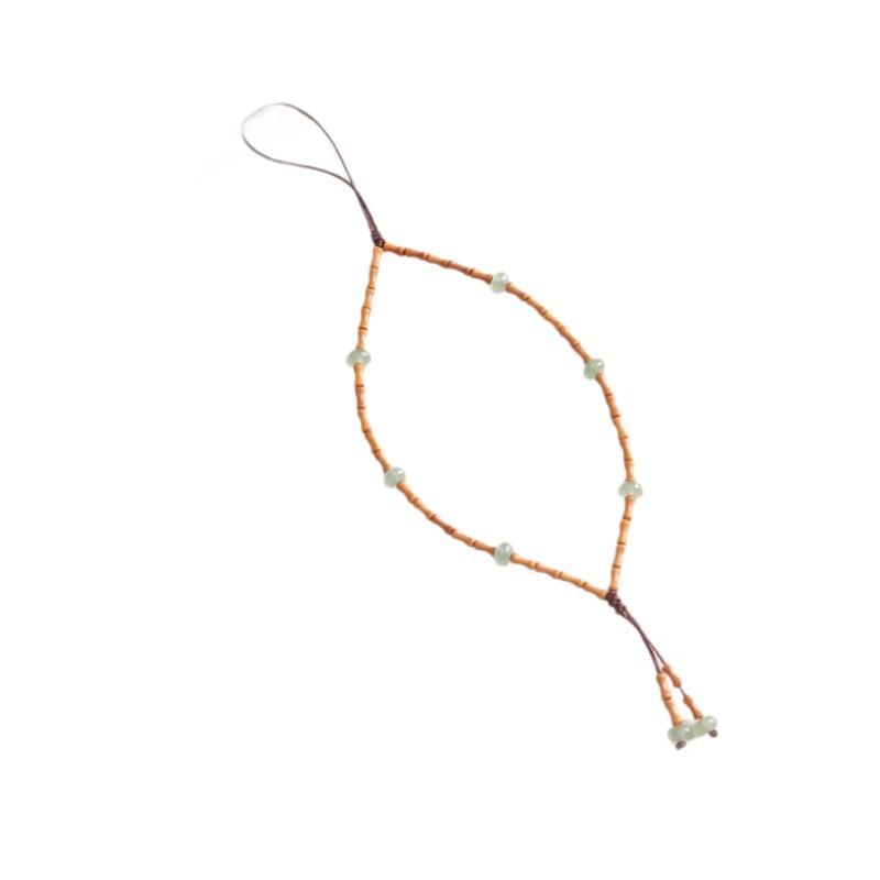 Dianrun Jewelry Olive stone bamboo knot phone strap for women, new style wrist cord, handmade beaded, vintage Chinese style