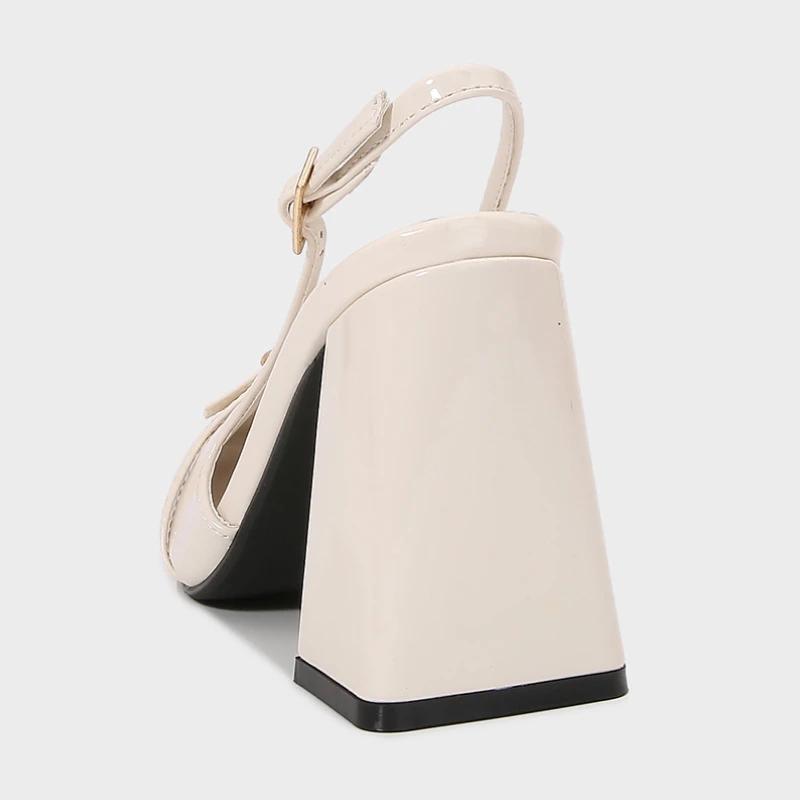 2025 Spring Chunky High Heels Women Mary Jane Shoes Woman Elegant Beige Brand Designer Party Dress Lolita Female Pumps