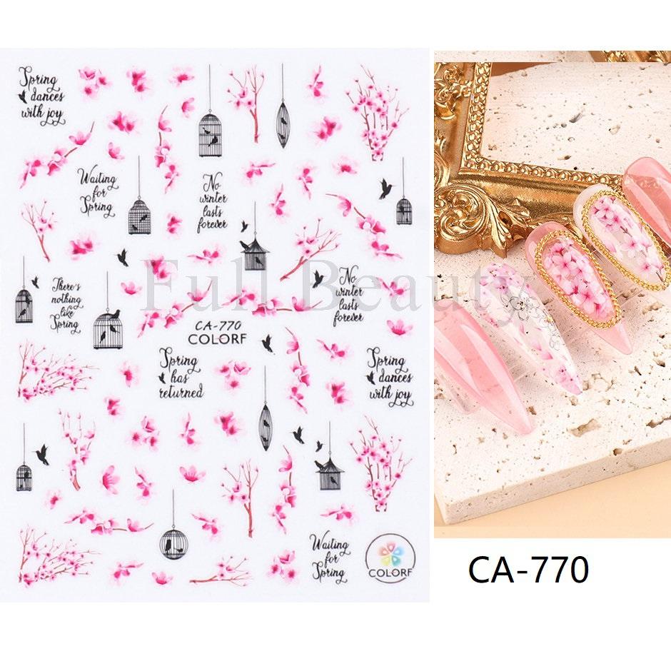 

1 шт. 3D наклейки для нігтів Квіти Рослини Наклейки для нігтів Квіткові листя Весна Слайдери Манікюрний декор CA773