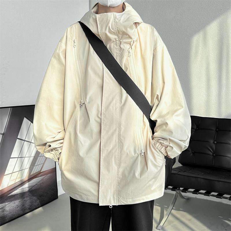 New Simple Jacket Men's Jacket Top Outdoor Casual Hooded Three-proof Multi-zipper Jacket Mountaineering Zipper Jacket