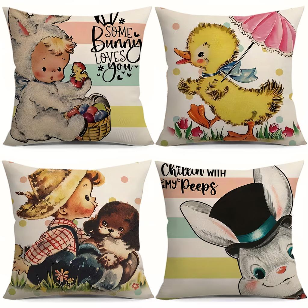 Cartoon Charm and Innocence Digital Printing Pillow Cover Short Plush Suitable Living Rooms Bedrooms Sofas Throw Cushion Cover