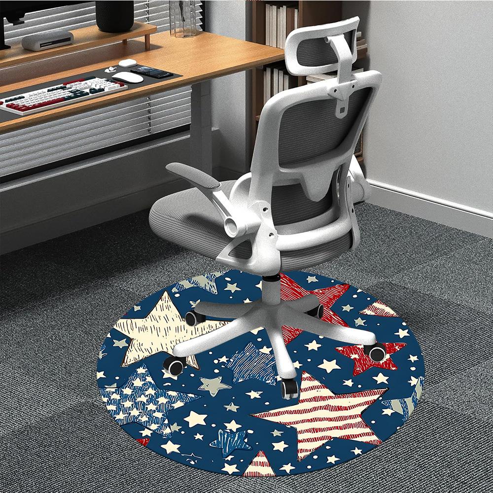 1pc Stars American Office Round Area Rug,  Mat Suitable ForOffice, Under Office Chairs Bedroom Living Room Home Decor, Room Deco