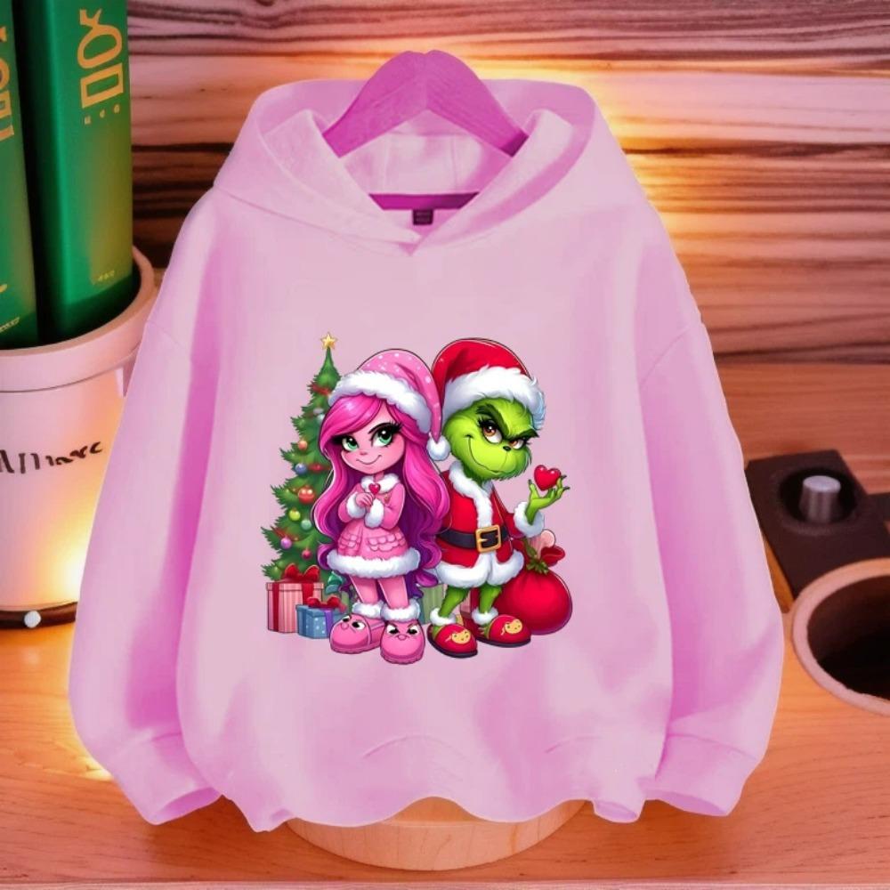 Cartoon Fashion Men Women's Hoodies Christmas Green Monster Print Pullover Cartoon Casual Sweatshirt Kids Hoodies Long Sleeve Clothing