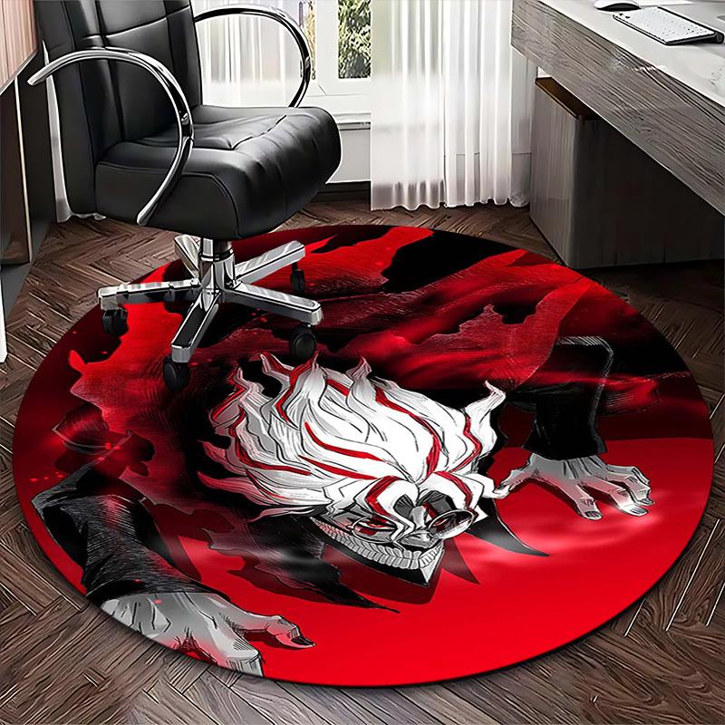 1pc Tokyo Ghoul Kaneki Ken Round Carpet Anime Cartoon Design, Office Chair Mat, NonSlip Rug for Home Decor, Living Room