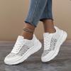 TUINANLE Bequeme Damen weiße flache Schuhe Spitzendesign Atmungsaktiv Leichtgewichtige Freizeit-Sneaker