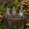 Decorative Yard Sculptures Halloween Garden Gnome Figurine Vintage Flower Mushroom Elf Dwarf Statue Patio Tabletop Ornaments for Yard Waterproof
