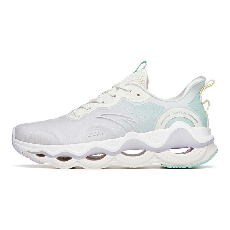Anta Cushioning Slip Resistant Abrasion Resistant Breathable Low Top Running Shoes Women's Purple Green 122225586-1