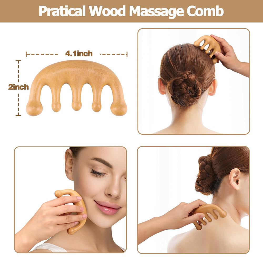 Solid Wood Gua Sha Set: Facial, Leg, and Body Massage Tools