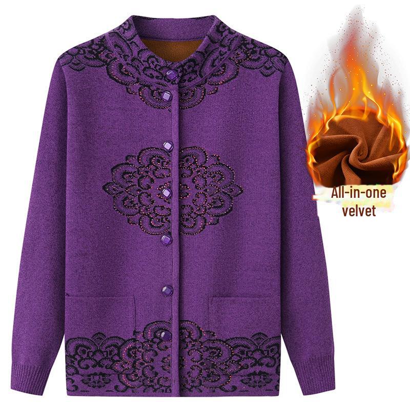 Babiččin pletený kardigan: Útulný sametový svetr na jaro, podzim a zimu