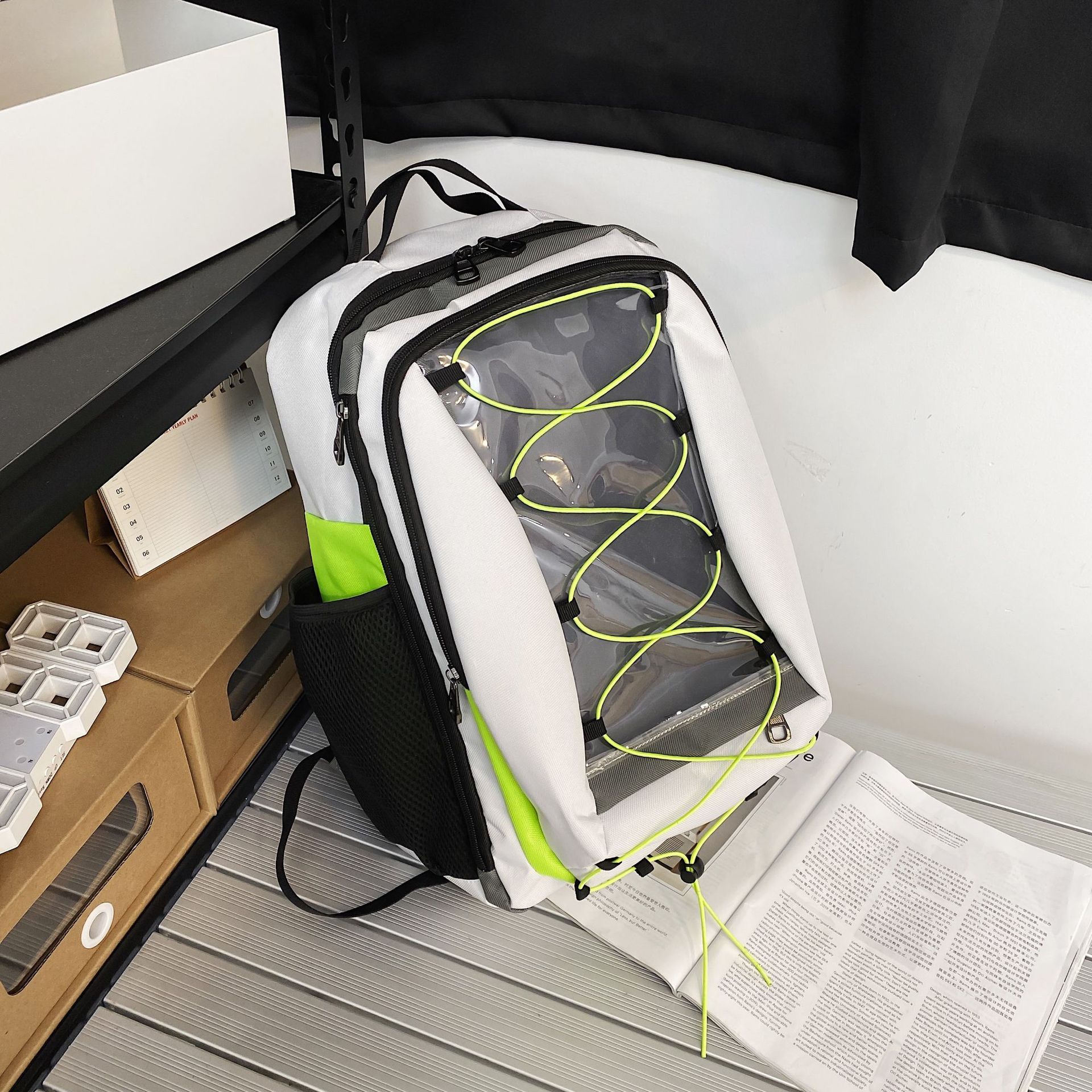 

Новая корейская версия модного тренда, вместительный рюкзак для пары с завязками, персонализированный ПВХ, прозрачный, студенческий школьный рюкзак белый