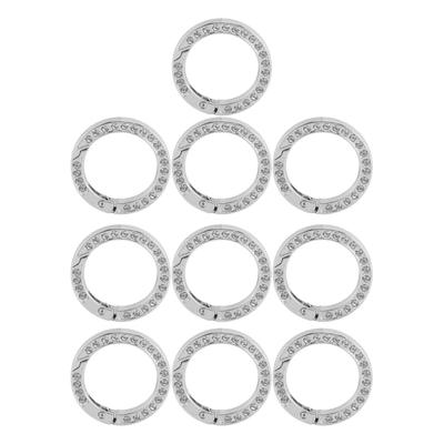 10 szt. Pierścienie O z cyrkoniami, sprężynowe, DIY, okrągłe, z karabińczykiem zatrzaskowym, elastyczne, metalowe, sprężynowe pierścienie O do plecaków, breloków