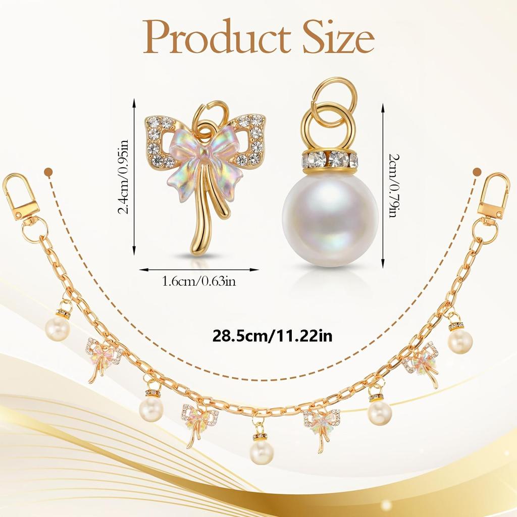 Yogodlns Pink Bowknot Purse Chain Charm Bag Making Materials Chain for Tote Shoulder Bags Handlebag Gold Chains Wallet Pendant