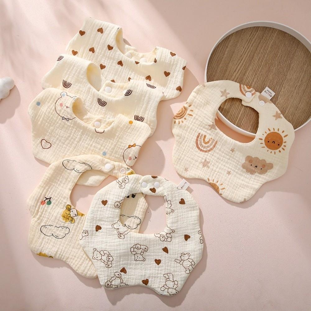 Soft Cotton Baby Bib 6 Layer Feeding Bib Adjustable Kids Saliva Towel  Newborn
