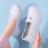 Fashion New Women Flat Genuine Leather Nurse Shoes Casual White Wedge Soft Bottom Slip On Moccasins Comfortable Hollow Out Work Shoes