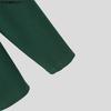 INCERUN Men V Neck PU Patchwork Long Sleeve Rib Stretch Pullovers Tops Undershirts