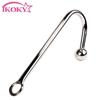 Stainless Steel Anal Hook Prostate Massage Gay Butt Plug with Ball Metal Anal Plug Dilator Sex Toys for Men and Women
