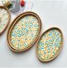 3Pcs Vintage Oval Handmade Rattan Woven Tray Nordic Natural Colorful Shells Weaving Fruit Storage Basket Breakfast Serving Trays