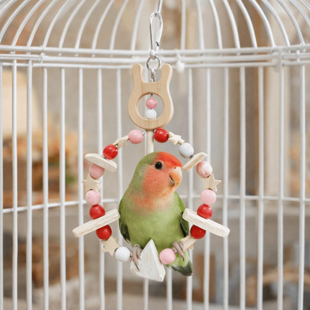 Hanging Bird Swing Toy Wooden Bird Climbing Stand Grinding Claws Chewing Perch  Training Purpose