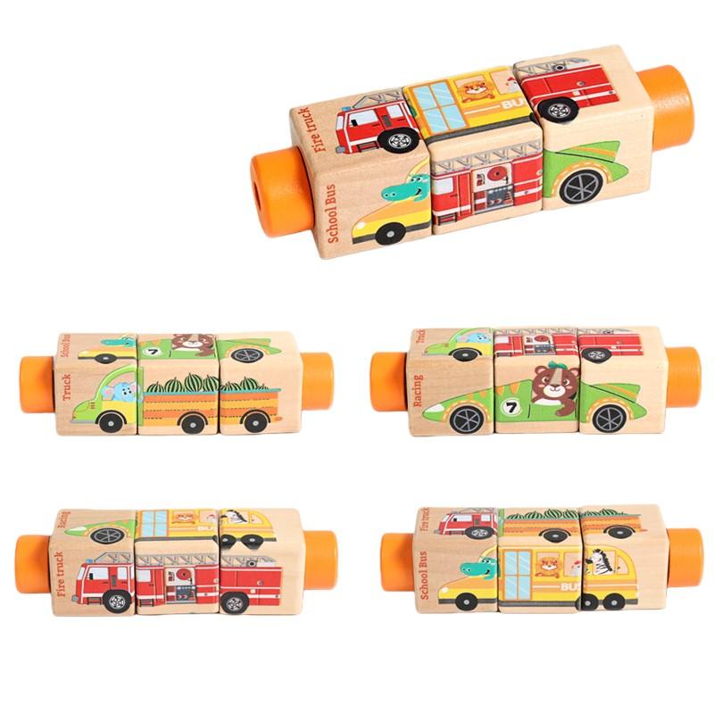 

Montessori Puzzle Game Wooden Rotating Jigsaw Puzzle Hand bell Toy Baby Mobile Musical Rattle Toy For Children Newbaby Gift