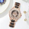 Imitation Ceramic Quartz Watch for Women Minimalist Rhinestone Dial Wristwatch