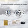 Rundschliff 0,5-1 CT Diamant Test Pass Moissanit Ohrstecker plattiert 14K 925 Silber 5mm 6,5mm Moissanit Ohrringe Schmuck Freundin Geschenk