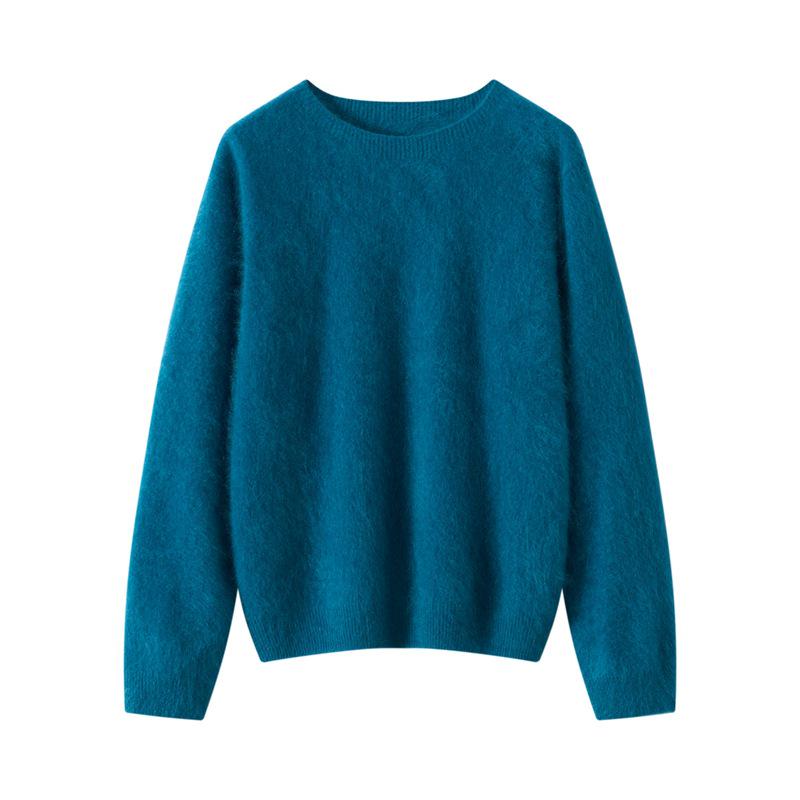 100% Cashmere Women`s Round Neck Brushed