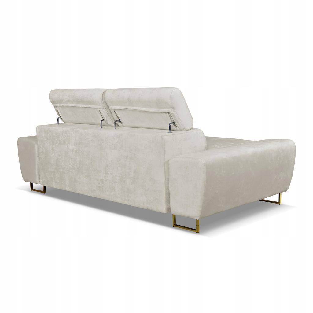 Sofa Couch Bosso Living Room Family Furniture Beige Velvet Recliner Headrest