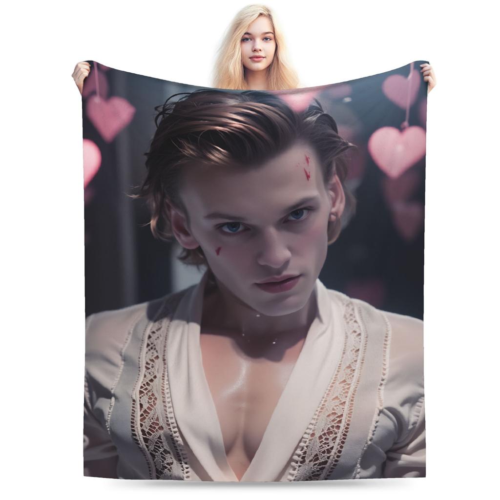 Jamie Campbell Bower Blanket Adults  Flannel Throw Blanket For Bedroom Warm Custom Quality Bedspread Gift