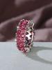 New Arrival Big Bling Red Zircon Stone Rings for Women Fashion Wedding Engagement Ring Hip Hop Jewelry Gift