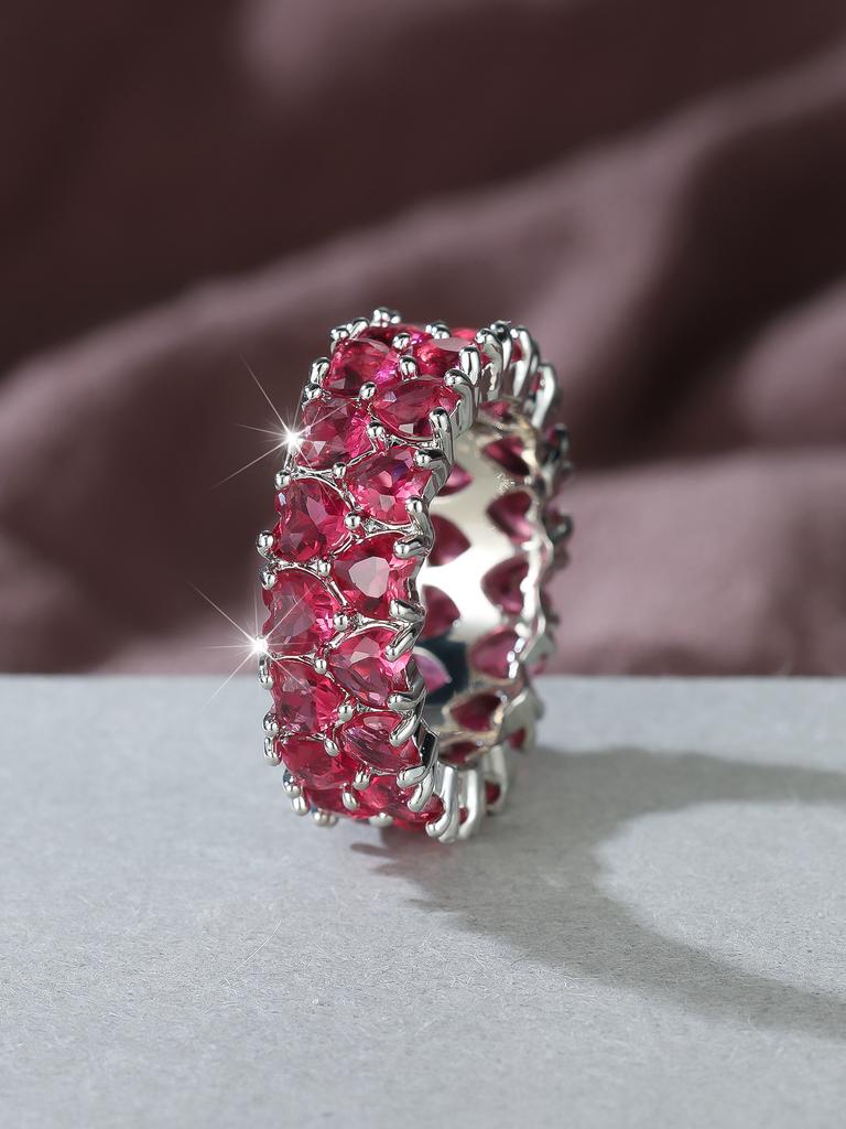 New Arrival Big Bling Red Zircon Stone Rings for Women Fashion Wedding Engagement Ring Hip Hop Jewelry Gift