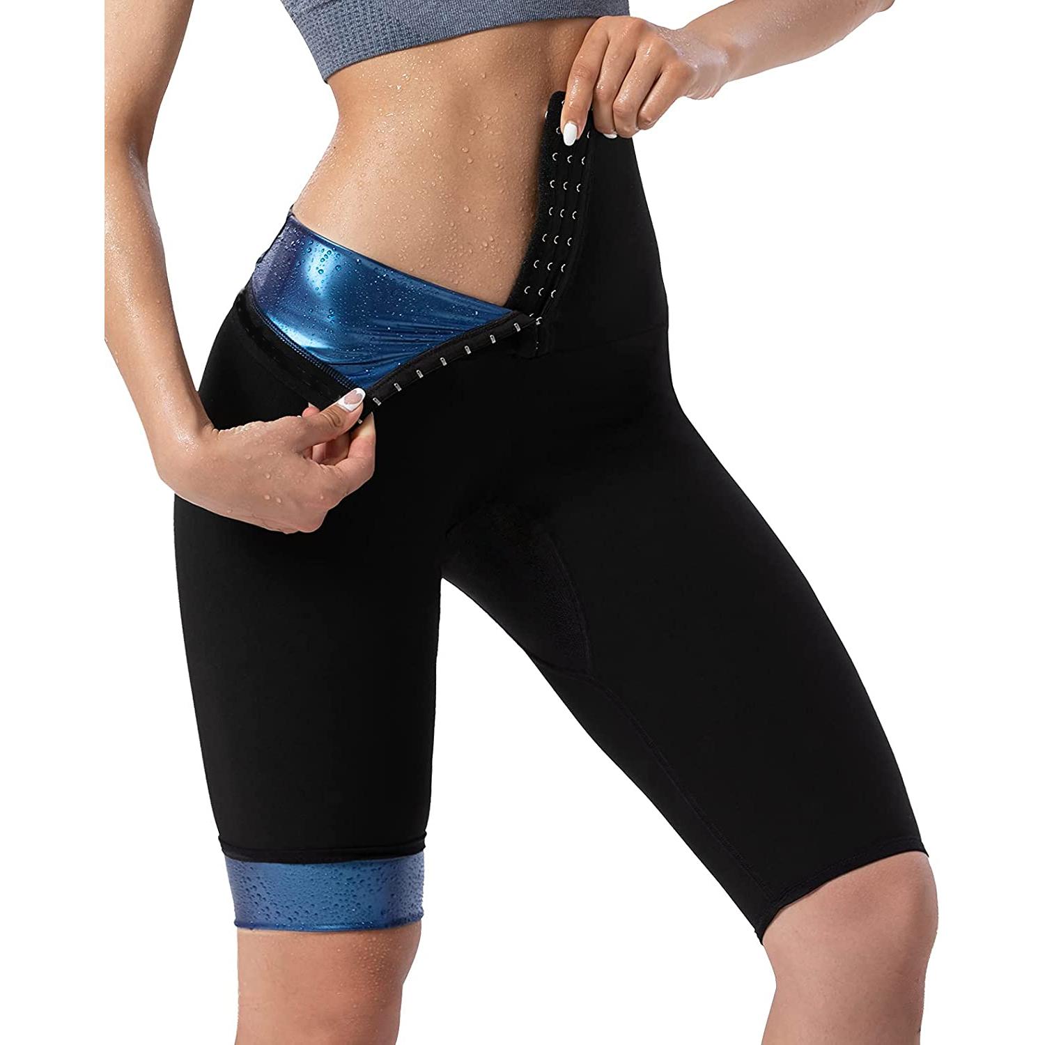 

Women Tummy Control Shorts High Waisted Thermo Compression Slimming Leggings Yoga Pants Body Shaper S чорний/синій