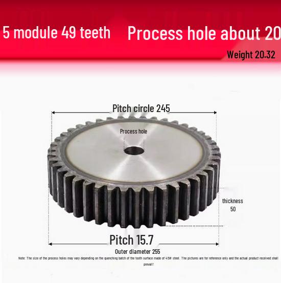 5-Module Gear Rack and Pinion Set: Straight Tooth Gear System with Metal Transmission for Reduction Applications
