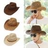 With Adjustable Chin Strap Western Cowgirl Hat Vacation Beach Sun Hat Woven Sun Hat  for Women Men