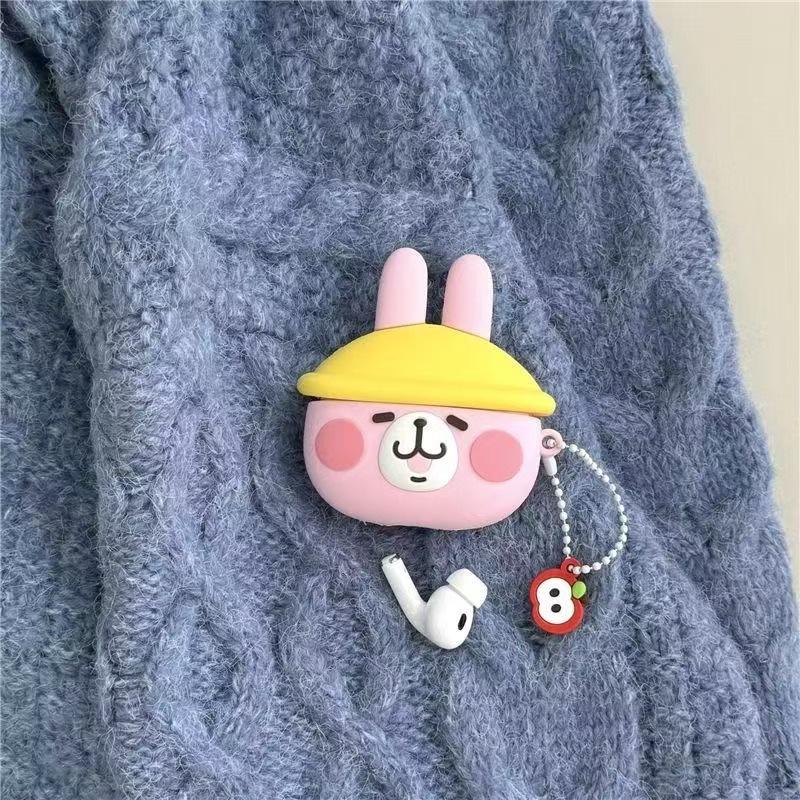 Cute pink rabbit case suitable for AirPods Gen 1, Gen 2 Gen 1 Pro 1 Apple Bluetooth earphone case for women