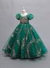 Girls' Princess Puff Sleeve Starlight Mesh Gown for Piano Performance & Banquet