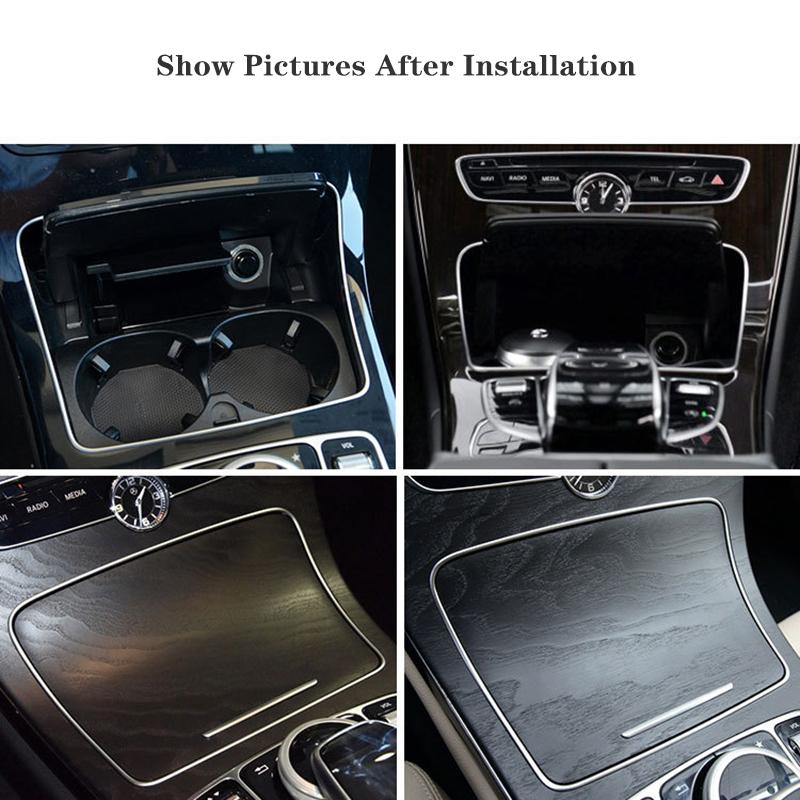 For Mercedes Benz GLC C Class W253 W205 2015 2016 2017 2018 Console Center Ashtray Cup Holder Strip Trim Accessories