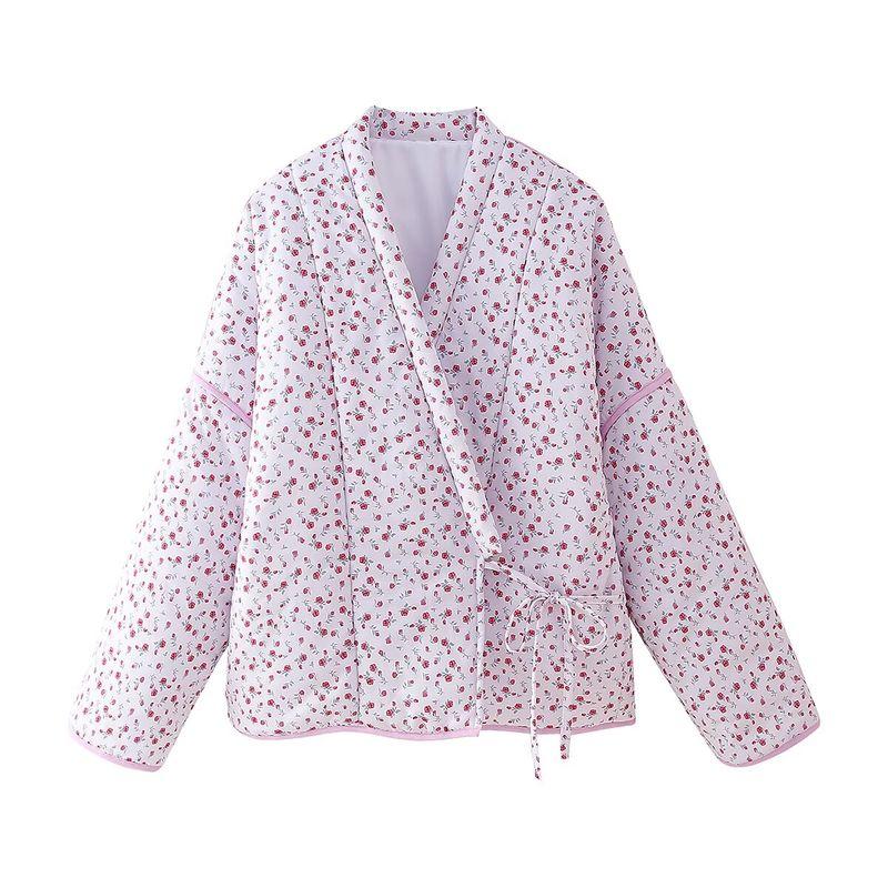 

Kaslead New Arrival Women s Clothing Fashion Style Stylish Simple and Versatile Shoelace Cherry Decoration Cotton Coat Jacket Picture Color L