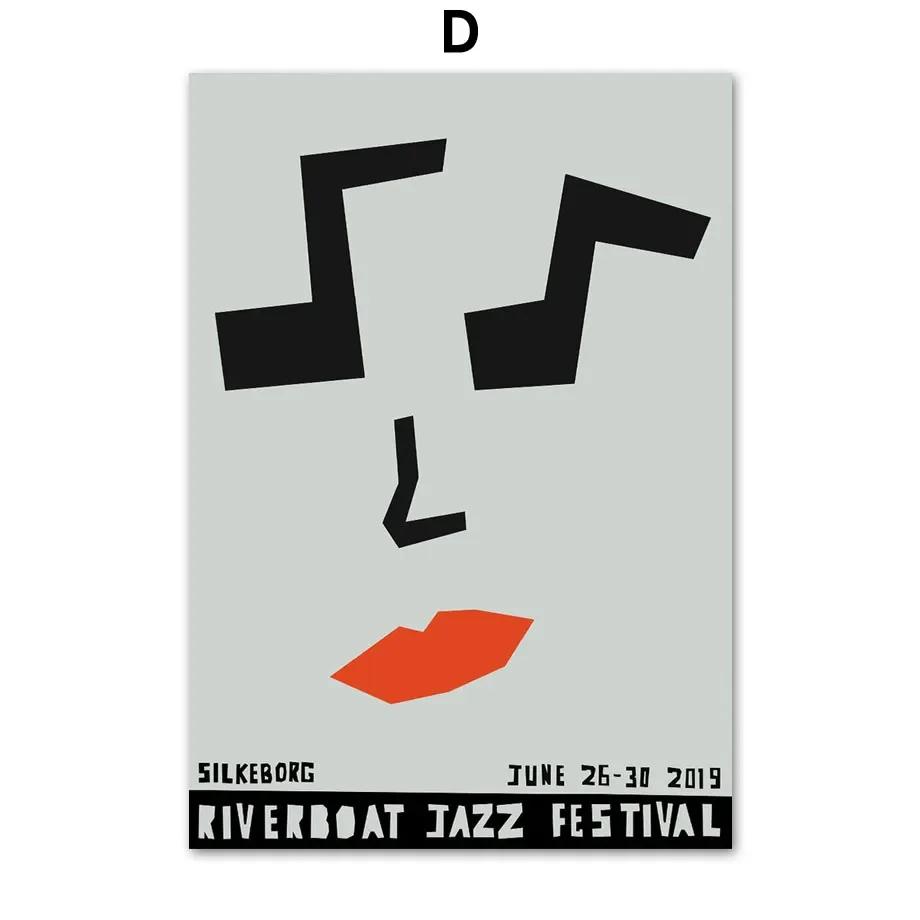 Abstraktes Wein Jazz Festival Rot Schwarze Katze Leinwandgemälde Wandkunst Nordische Poster und Drucke Wandbilder für Wohnzimmerdekor
