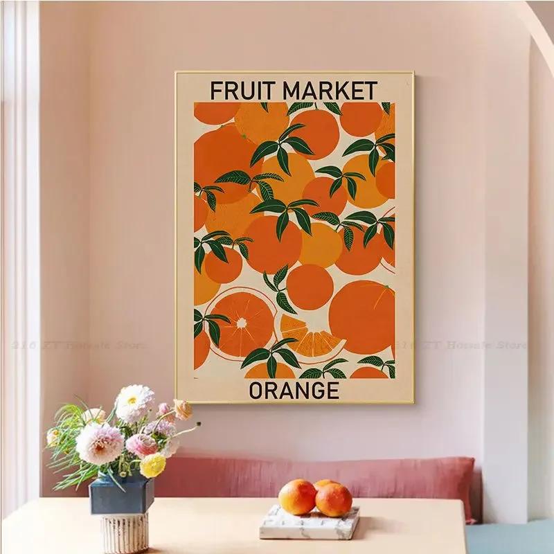Cherry Lemon Orange Fruit Market, HD Canvas Print Wall Art Poster, Suitable for Home, Store, Restaurant ation Painting